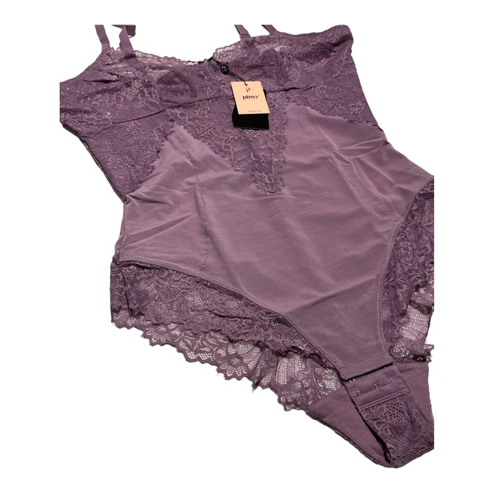 Pinsy Smoothing Lace‎ Shapewear Bodysuit NEW TAGS 2X LILAC - Picture 4 of 9